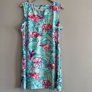 Aryeh V Neck Sleeveless Sundress Floral  Flamingo Tropical Colorful Beach XL
